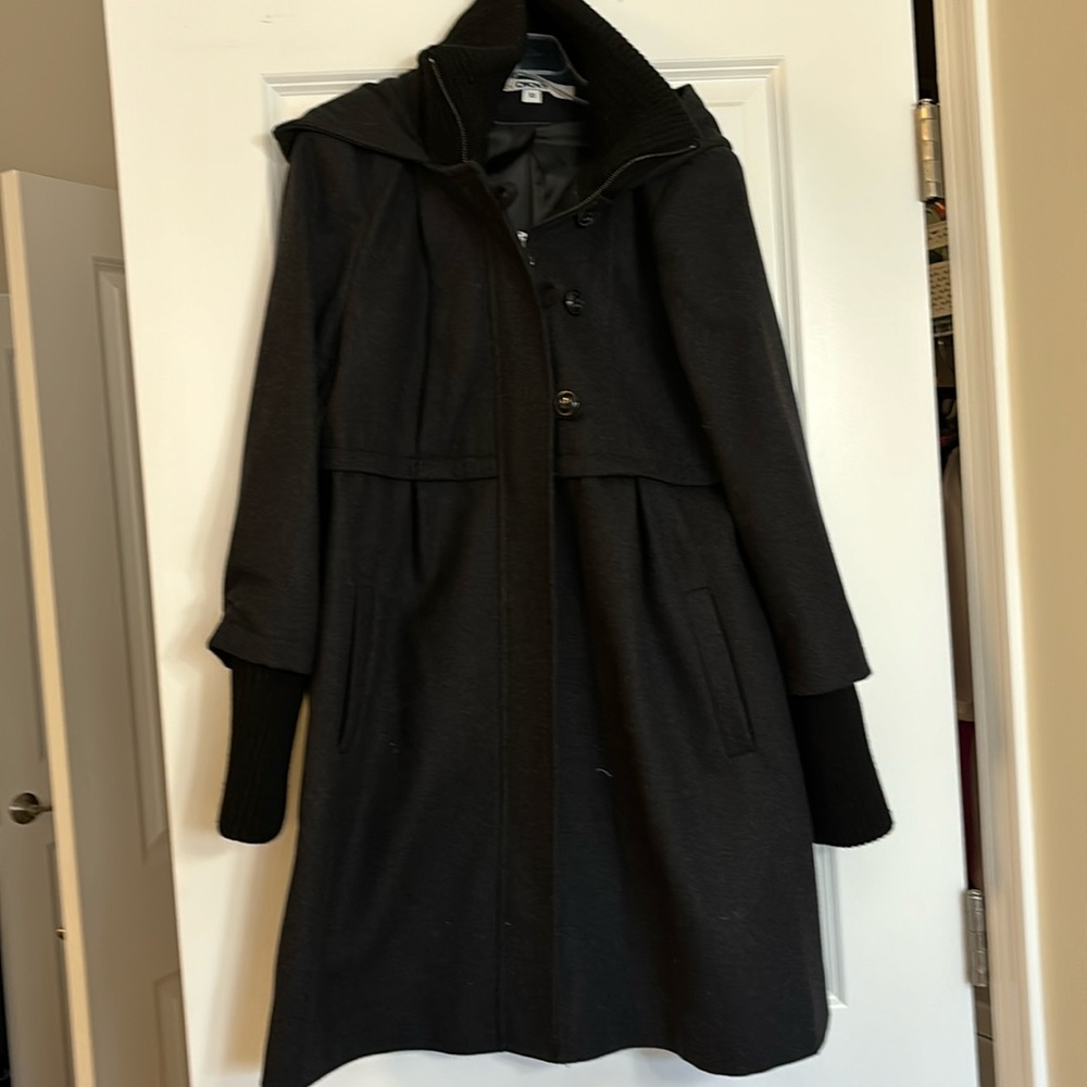 Black hooded Wool winter coat